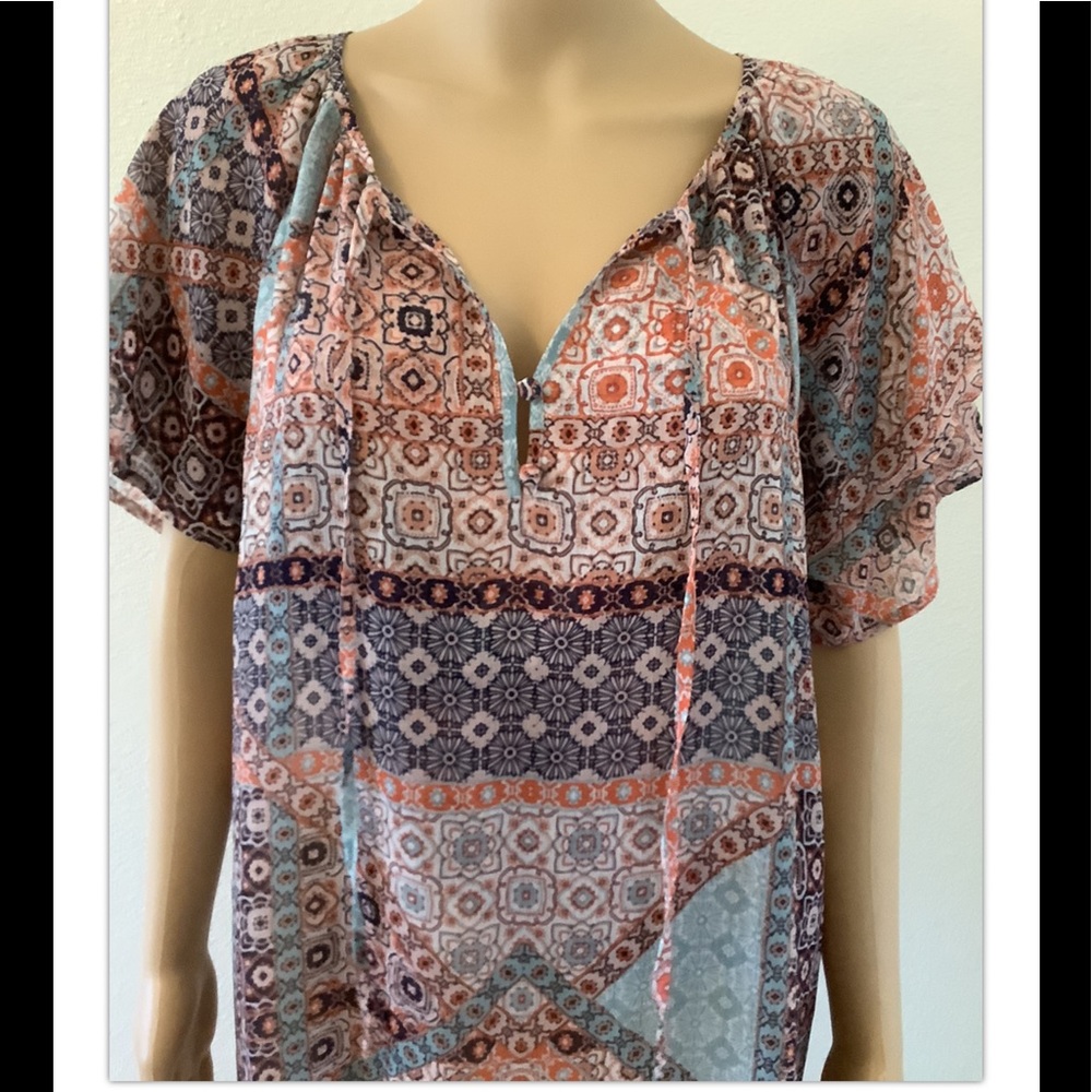 NYDJ Womens blouse Short Sleeve, Casual Top Sz Medium